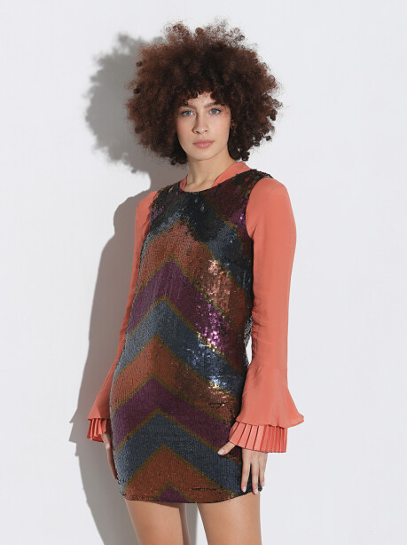 Multicolored sequin mini dress - 4