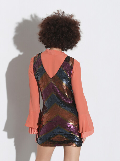 Minidress multicolore in paillettes - 6