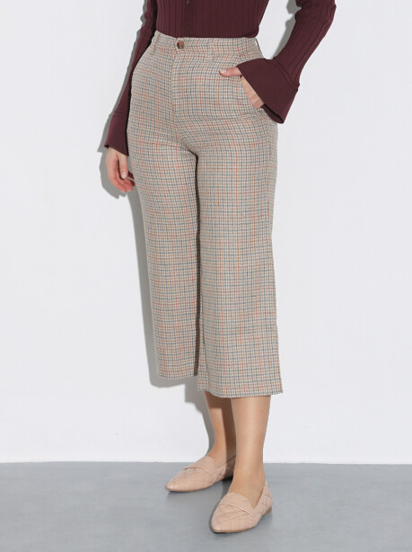 Pantaloni fantasia check modello crop - 3