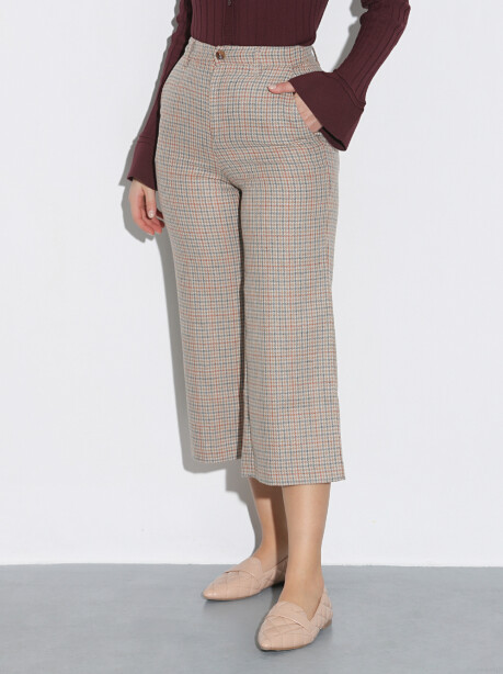 Check patterned cropped trousers - 3