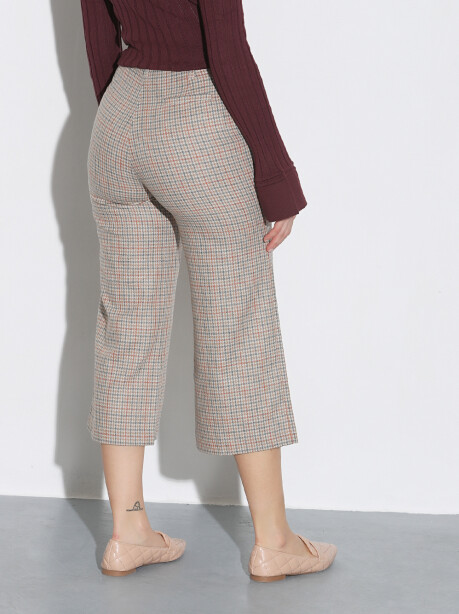 Pantaloni fantasia check modello crop - 6