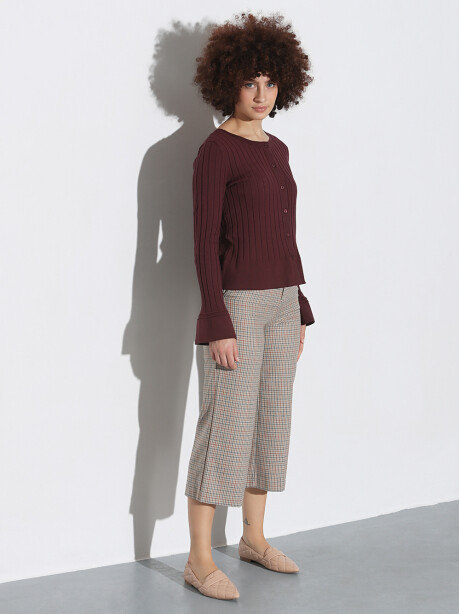 Pantaloni fantasia check modello crop - 4