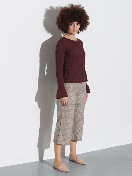Check patterned cropped trousers - 4