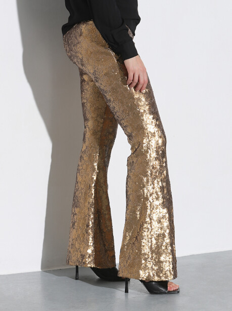 Pantaloni a zampa full paillettes - 5