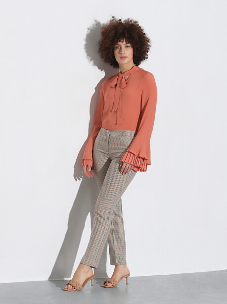 Check patterned wool trousers - 4