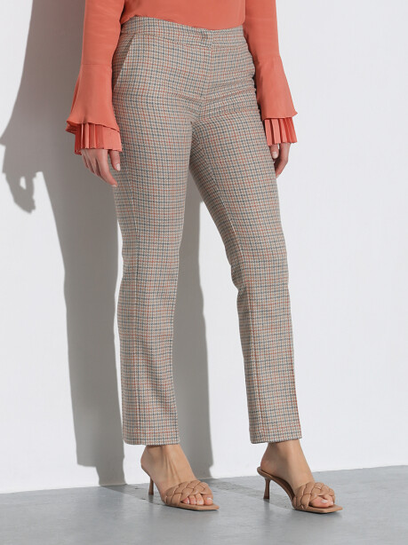 Check patterned wool trousers - 5