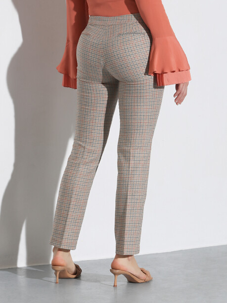 Check patterned wool trousers - 3