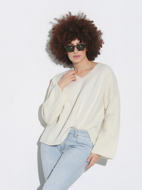 Maglione scollo a V in lana merinos extrafine - 1