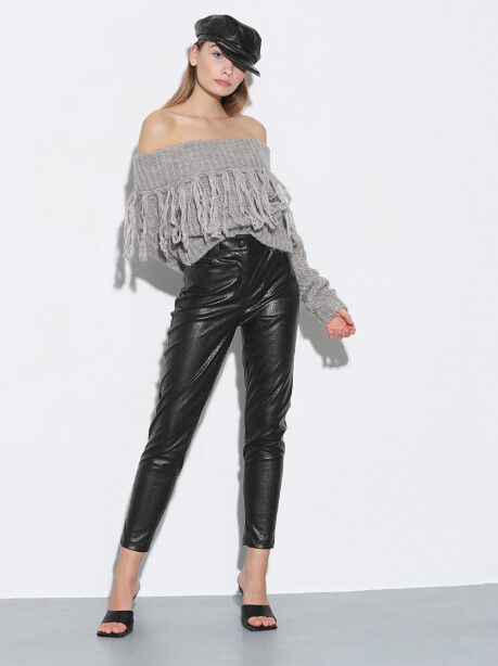 Croco print faux leather trousers - 4
