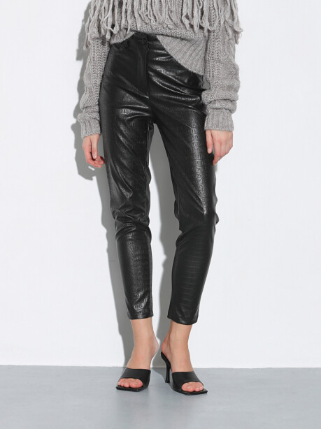 Croco print faux leather trousers - 5