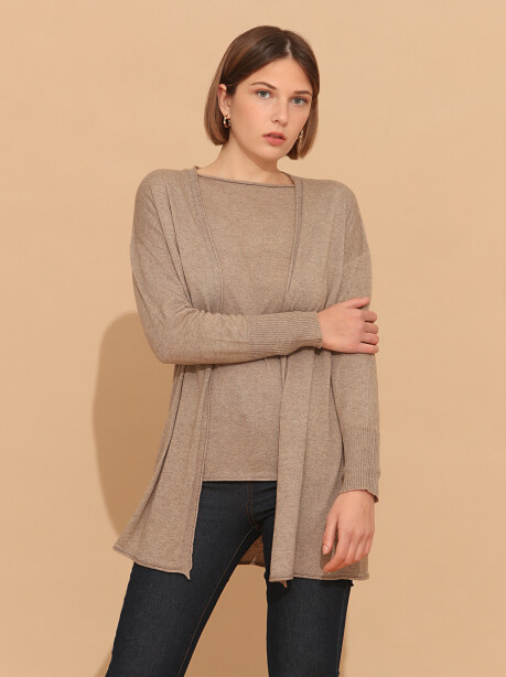 Open cardigan in cotton and cashmere blend - 3