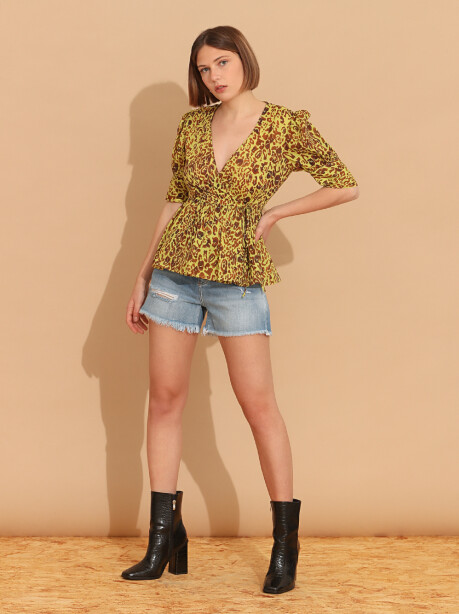 Macula print ramie blouse - 4