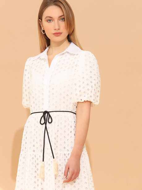 Openwork cotton shirt dress - 6