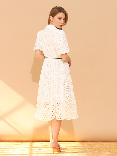 Openwork cotton shirt dress - 4