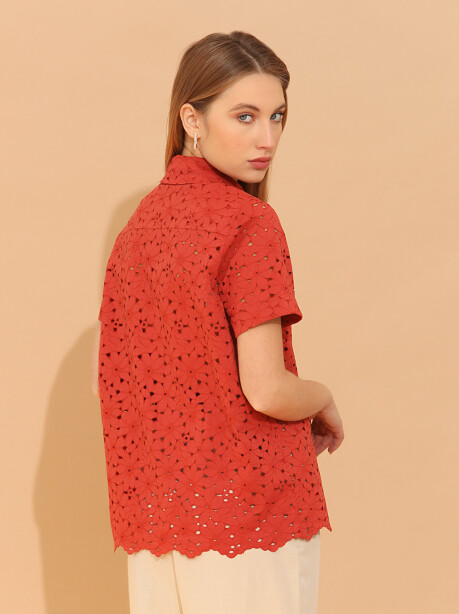 Perforated macramé lace shirt - 4