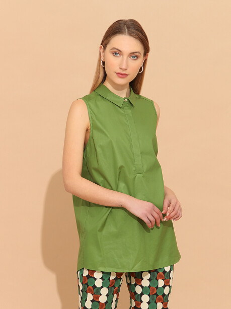 Sleeveless shirt in cotton voile - 5