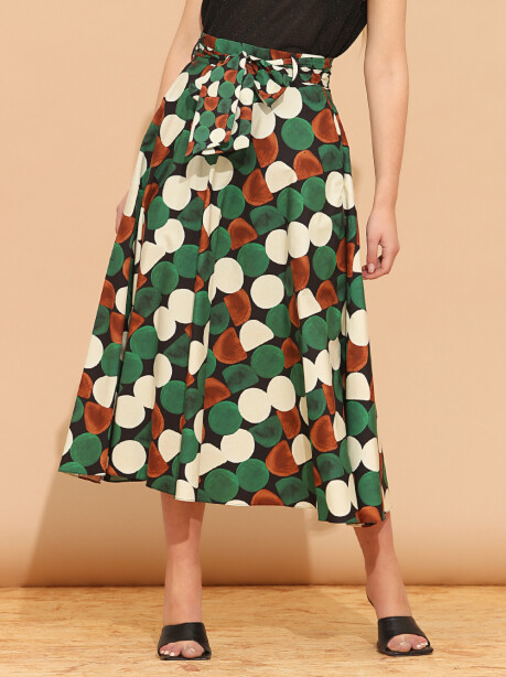 Macro polka dot pleated skirt - 4