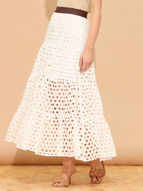 Perforated cotton skirt - 3