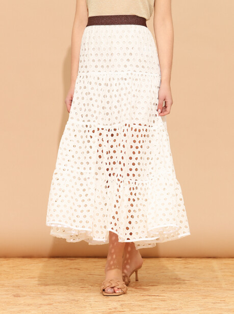 Perforated cotton skirt - 5