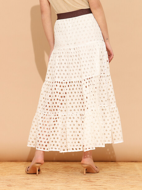 Perforated cotton skirt - 6