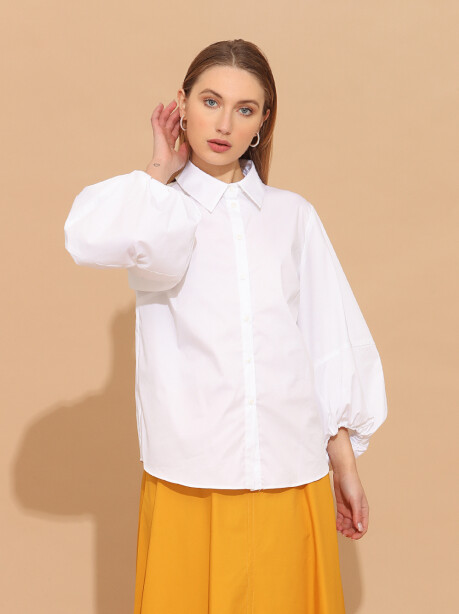 Cotton shirt with puff sleeves - 6