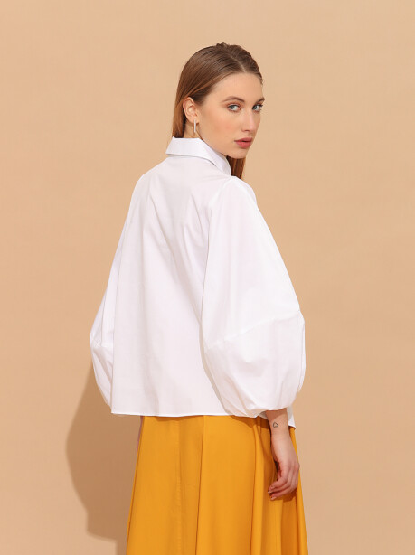 Cotton shirt with puff sleeves - 4