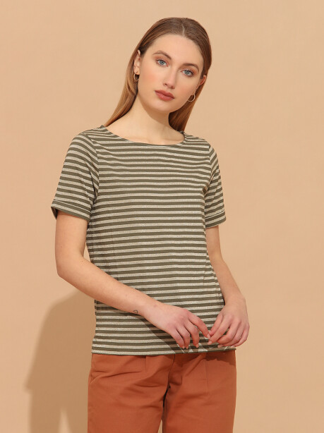 Striped boat neck sweater - 3