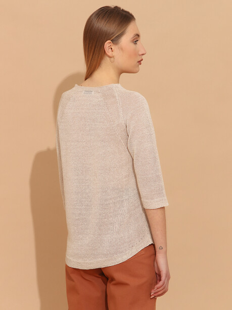 Maglia girocollo in lino con links - 2