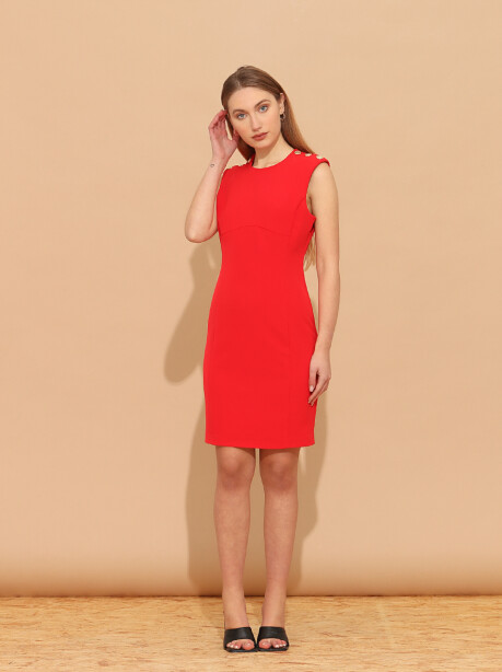 Sheath dress with golden buttons - 3