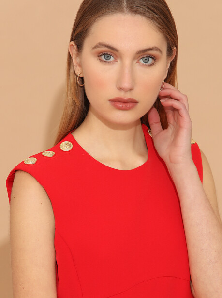 Sheath dress with golden buttons - 4
