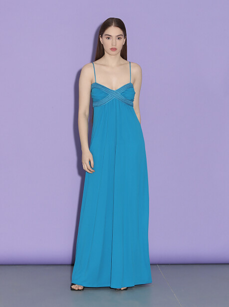 Vestito lungo aderente con spalline sottili - 3