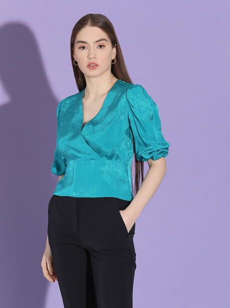 Blusa jacquard floreale - 3