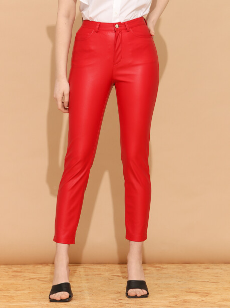 Skinny leather effect trousers - 4