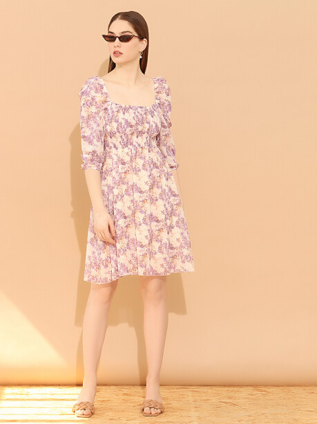 Short floral print dress - 3