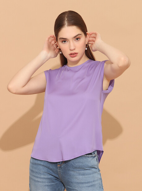 Blusa giromanica con spacco sul retro - 5