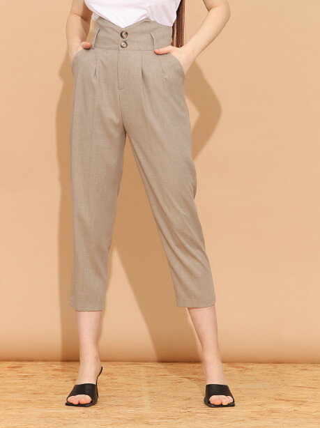 High-waisted trousers with buttons - 5