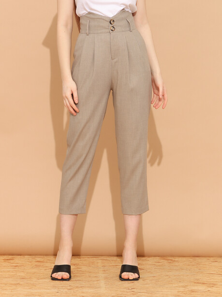 High-waisted trousers with buttons - 3