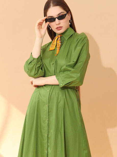 Cotton shirt dress with belt - 6