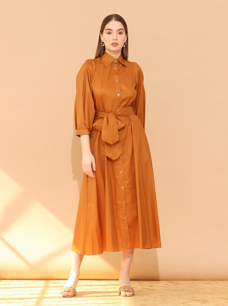 Cotton shirt dress with belt - 3