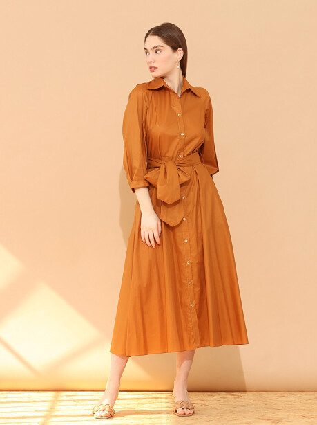 Cotton shirt dress with belt - 5