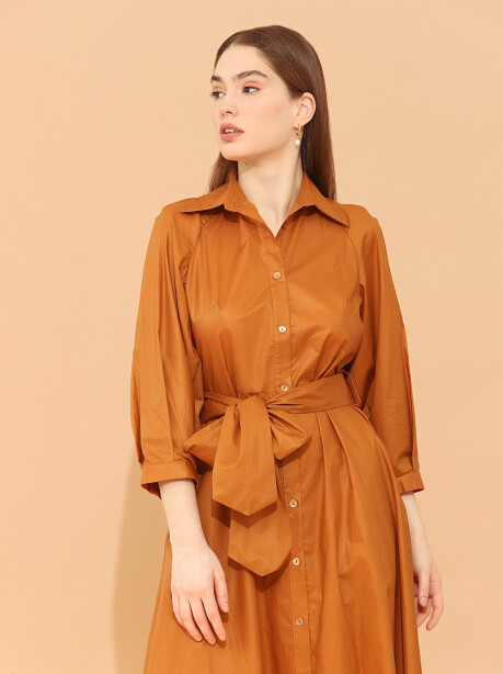 Cotton shirt dress with belt - 6