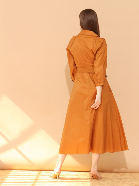 Cotton shirt dress with belt - 4