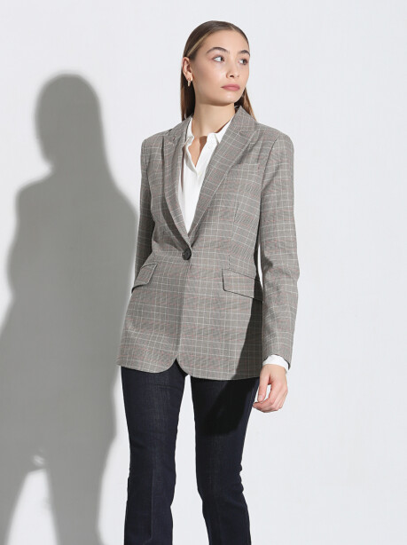 Single-breasted checked blazer - 2