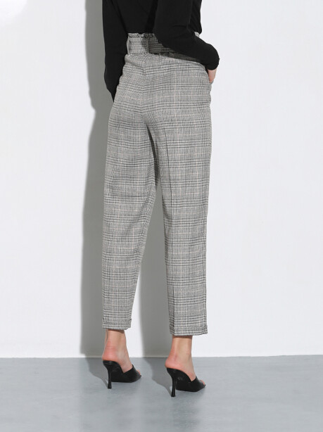 Pantaloni check con vita a sacchetto - 2