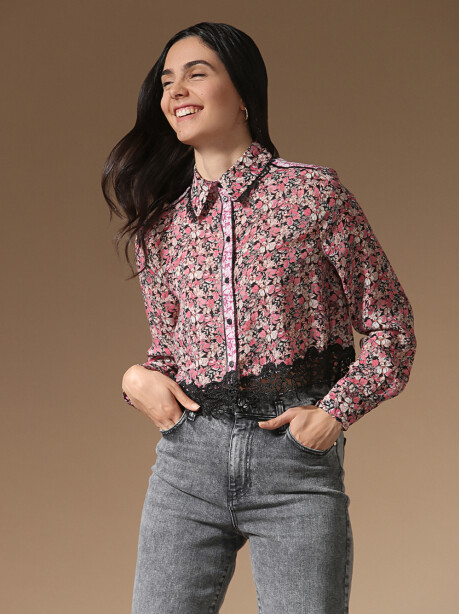 Camicia corta stampa floreale - 3