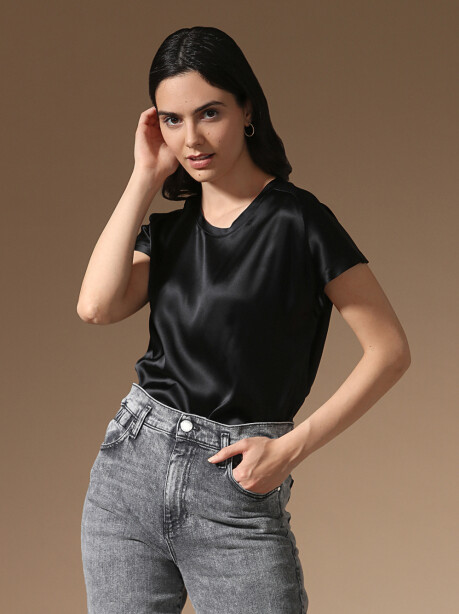 Stretch satin blouse - 1