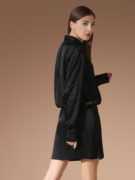 Satin shirt dress - 4