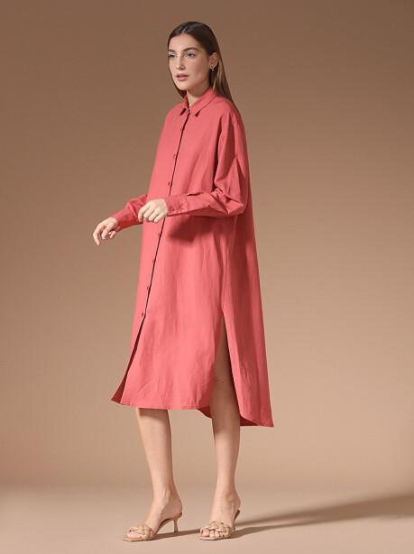 Linen shirt dress with slits - 5