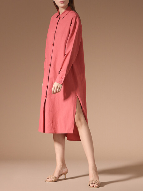 Linen shirt dress with slits - 6