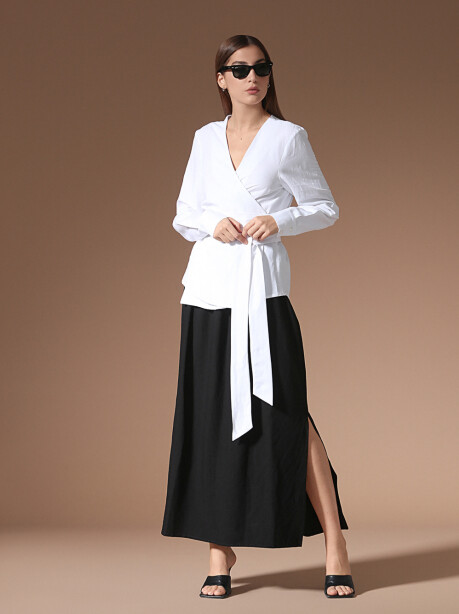 Skirt with slits in linen - 3